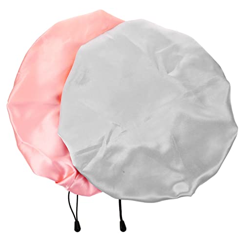 GANAZONO 2stücke Satin Duschhaube Verstellbare Schlafmütze Aus Satin Wiederverwendbar Für Damen Für Haarpflege Und Beim Duschen von GANAZONO