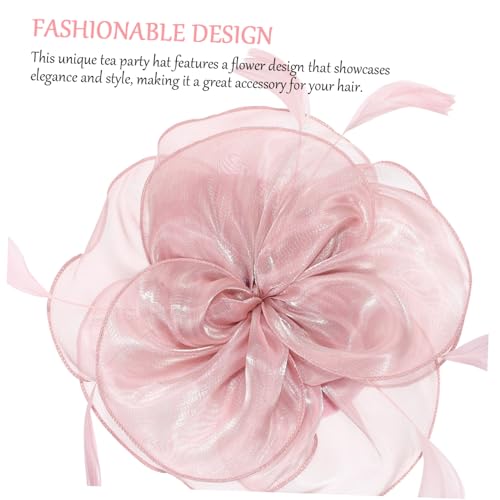 GANAZONO Vintage Tea Party Fascinator Haarreif für Damen Eleganter Hochzeitshut und Bankett Haarschmuck Zartes Stirnband in Nude rosa für Festliche Anlässe von GANAZONO