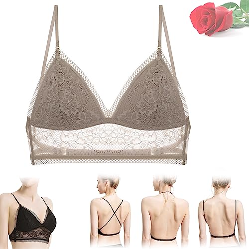 Diversev BH mit niedrigem Rücken, kabelloser Hebe-Spitzen-BH mit niedrigem Rücken, BH mit niedrigem Rücken für rückenfreies Kleid, sexy rückenfreies Bralette (D,M) von GANDUS