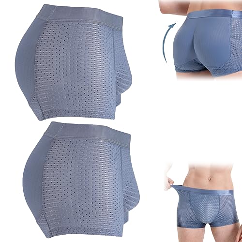 GANDUS Atmungsaktive Herrenunterwäsche aus Nylon-Eisseide, gepolsterte Herren-Unterwäsche, Boxershorts, Hip-Bottom-Lifter, Shape-Enhancer-Slip (2*A,XXL) von GANDUS