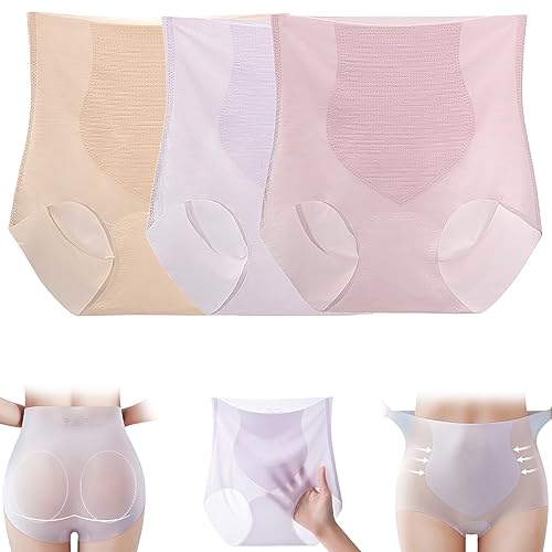 GANDUS Nahtlose Shaping-Slips aus Eisseide mit hoher Taille, Eisseide-Ionenfaser-Reparatur-Shaping-Höschen-Unterwäsche für Frauen (3pcs/C,2XL) von GANDUS