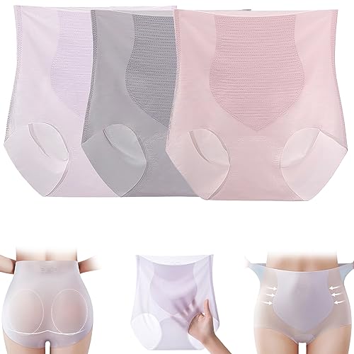 GANDUS Nahtlose Shaping-Slips aus Eisseide mit hoher Taille, Eisseide-Ionenfaser-Reparatur-Shaping-Höschen-Unterwäsche für Frauen (3pcs/F,L) von GANDUS