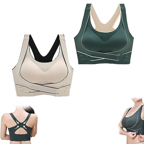 GANDUS Shaping-BH mit seitlicher Schnalle an der Vorderseite, rückenstützender Haltungs-BH für Damen, Sport-Korrektur-Push-Up-BH (XL,A+B) von GANDUS