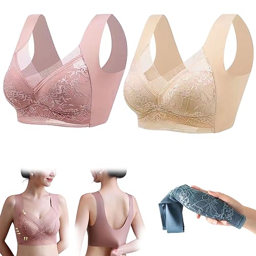 GANDUS Wmbra Haltungskorrigierender BH, Wmbra Full Coverage Support BH, Summer Ice Silk Traceless Sport-BH (2pcs/D,3XL) von GANDUS