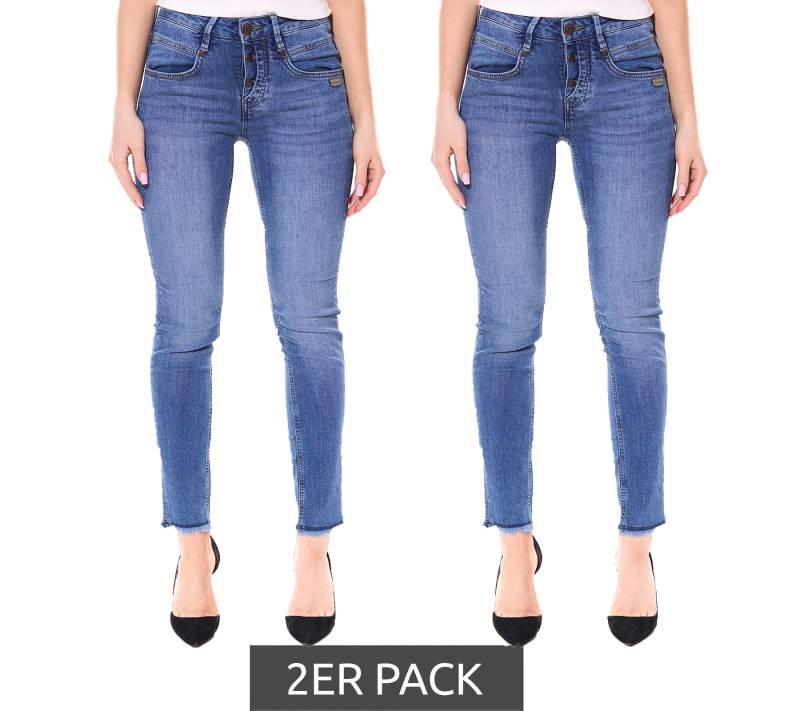 2er Pack GANG JEANS Medina Skinny-Jeans Cropped Denim-Hose für Damen Slim-Fit 35179327 Blau von GANG JEANS