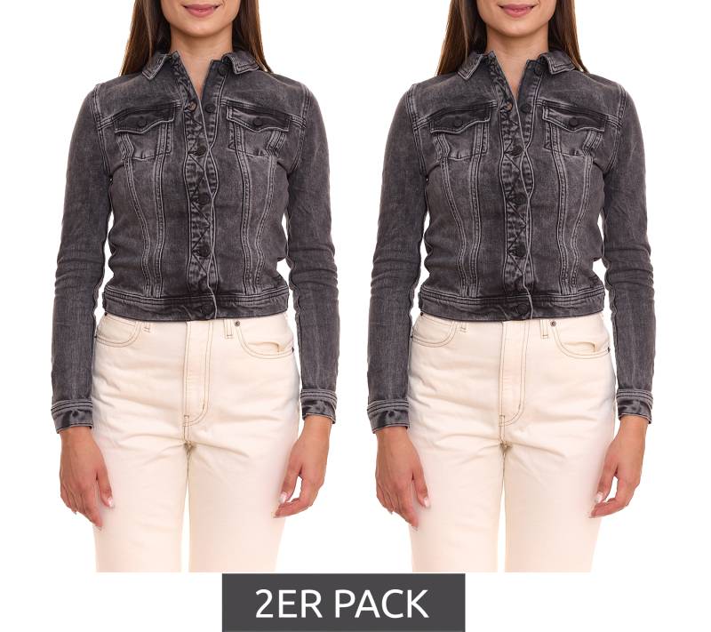 2er Sparpack GANG JEANS Damen Denim-Jacke Jeans-Jacke im Washed Look 68113848 Grau/Schwarz von GANG JEANS