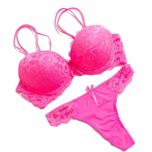 GANGCHENG Damen Plunge Gepolsterter Sexy Bügel BH Unterwäsche Höschen Dessous Sets 85-D von GANGCHENG