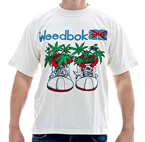 T-Shirt Weedbok Größe L Baumwolle Premium Qualität Natur Siebdruck original 1990er Jahre Funshirt Cannabis Marijuana von GANJA WEAR