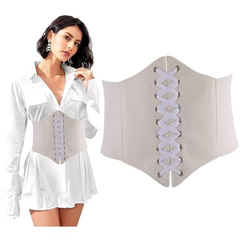 GANMFOYC Damen Elastischen Korsett Schnürgürtel, Breiten Band Gebundener Waspie Taille Hüftgurt von GANMFOYC