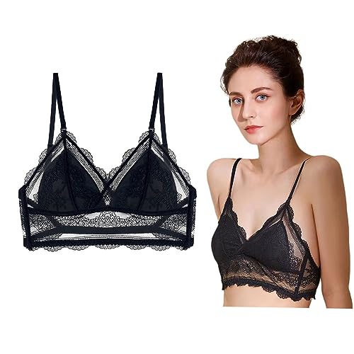 GANMFOYC Damen Rückenfreier BH Unsichtbar Triangel Spitze BH U-Förmiger Rücken BH Tief V-Ausschnitt Bralette, Damen Bralette Spitze BH für Brautkleider Abendkleider von GANMFOYC