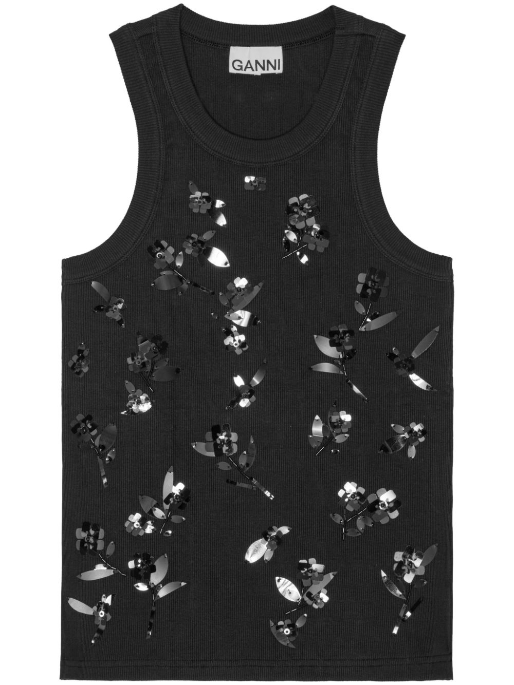 GANNI Geripptes Tanktop - Schwarz von GANNI