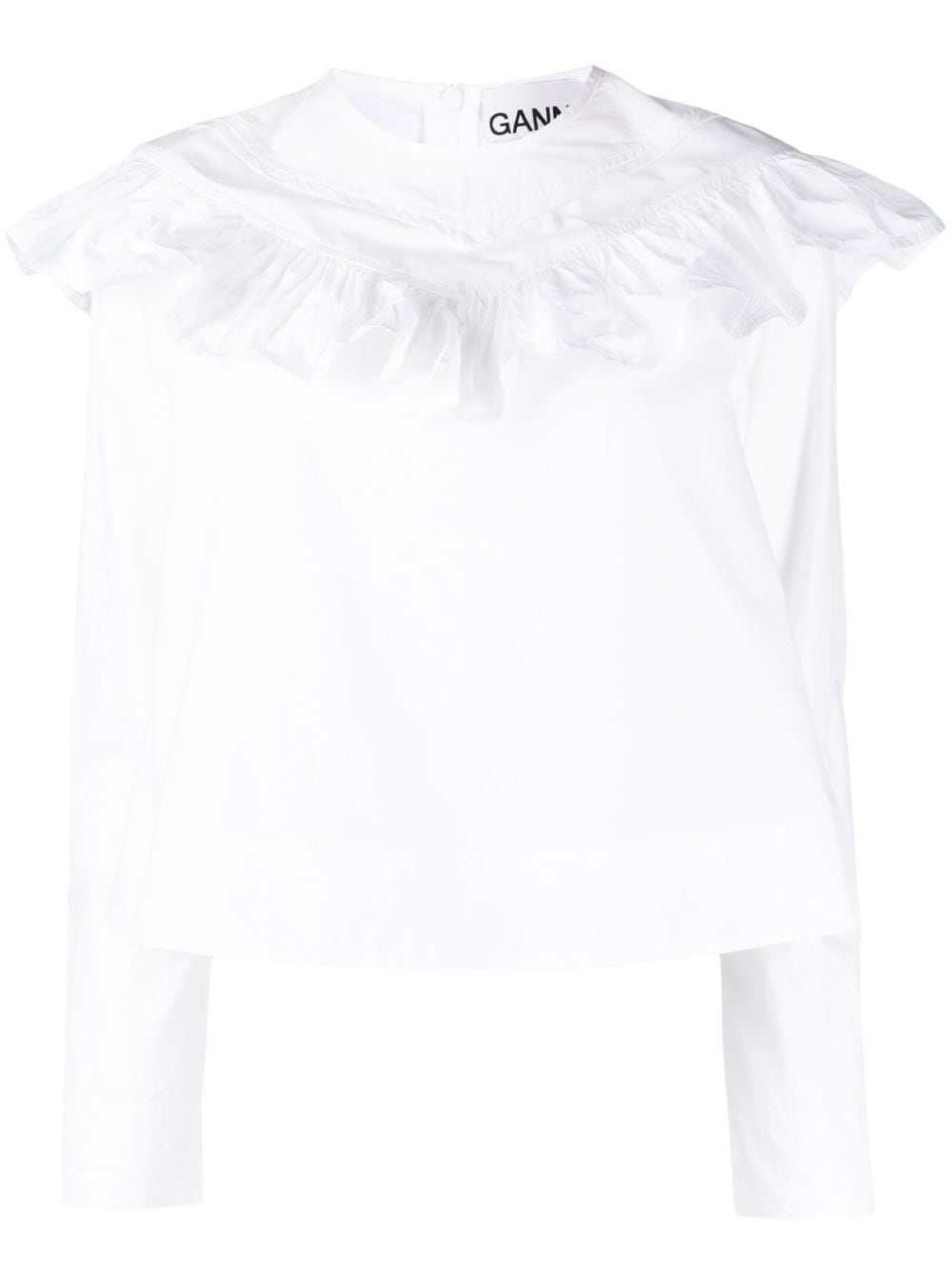 GANNI Gerüschte Bluse aus Bio-Baumwolle - Weiß von GANNI