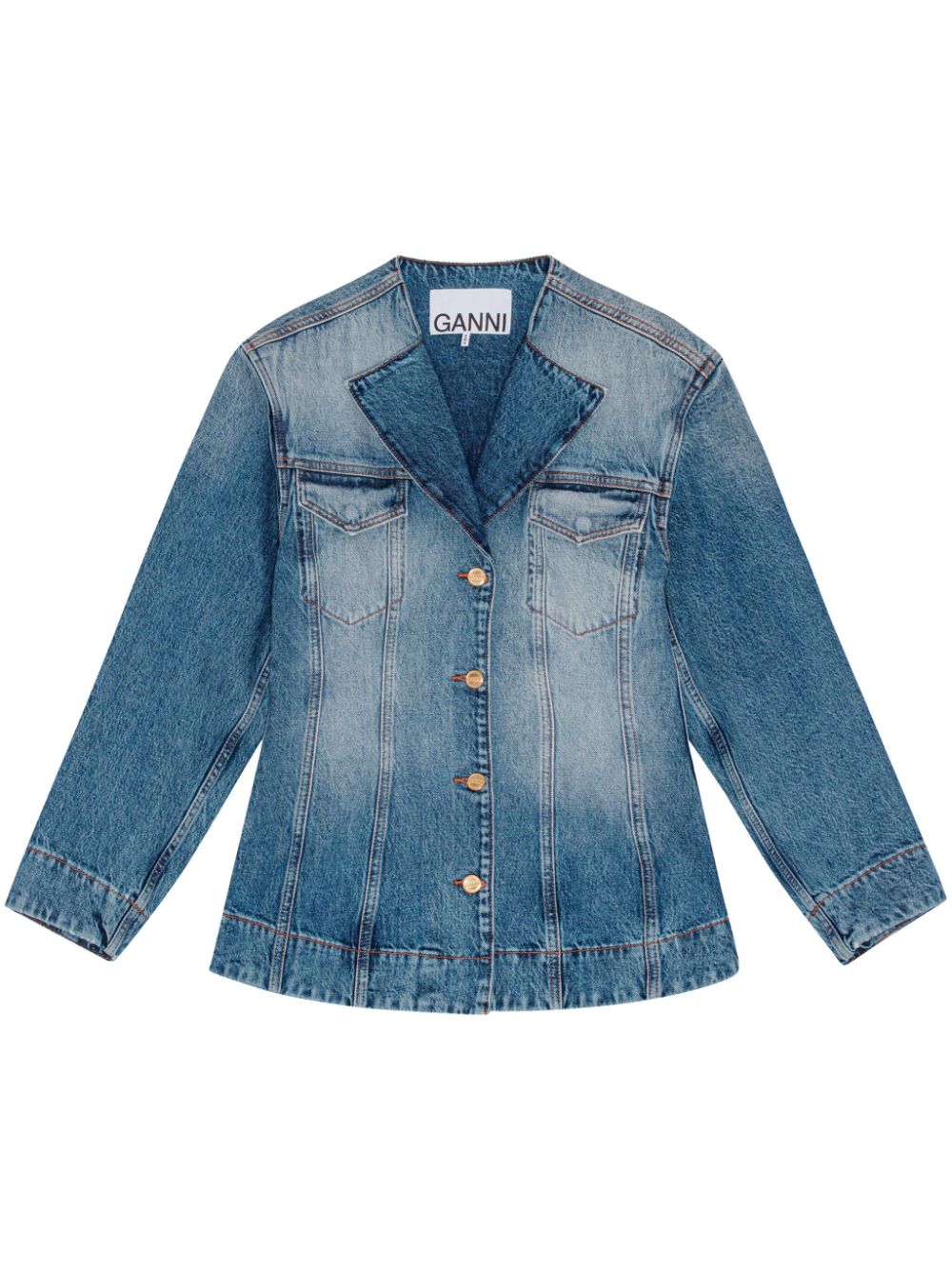 GANNI Jeans-Blazer mit offenem Saum - Blau von GANNI