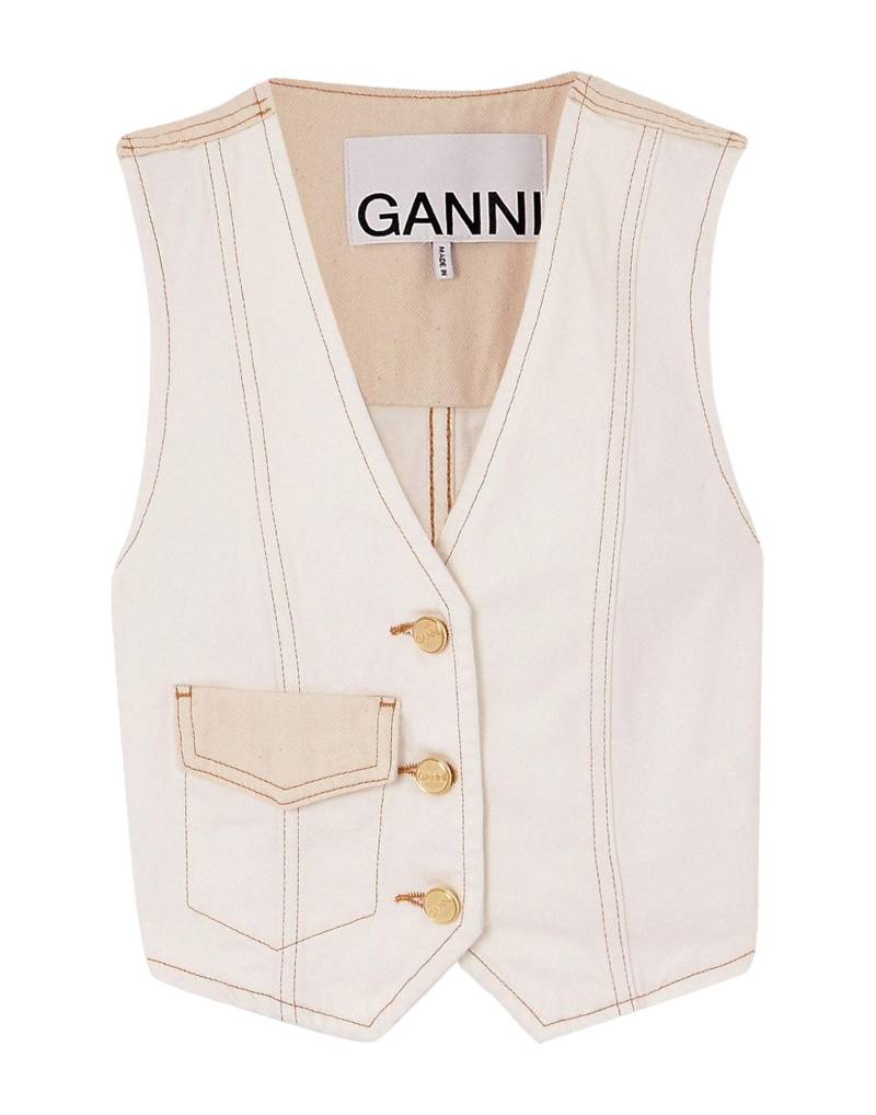 GANNI Jeansjacke/-mantel Damen Weiß von GANNI