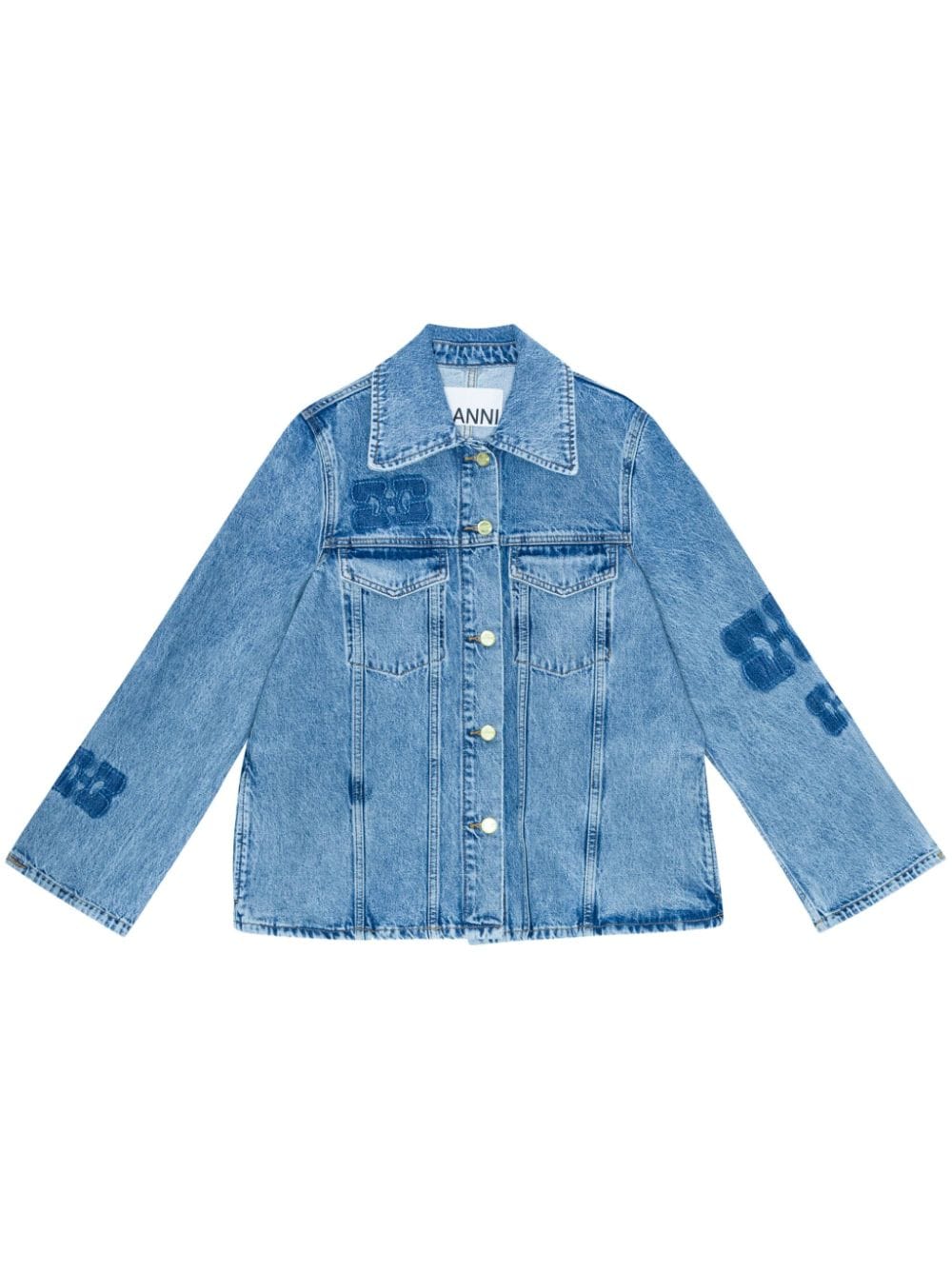 GANNI Jeansjacke mit Logo-Patch - Blau von GANNI