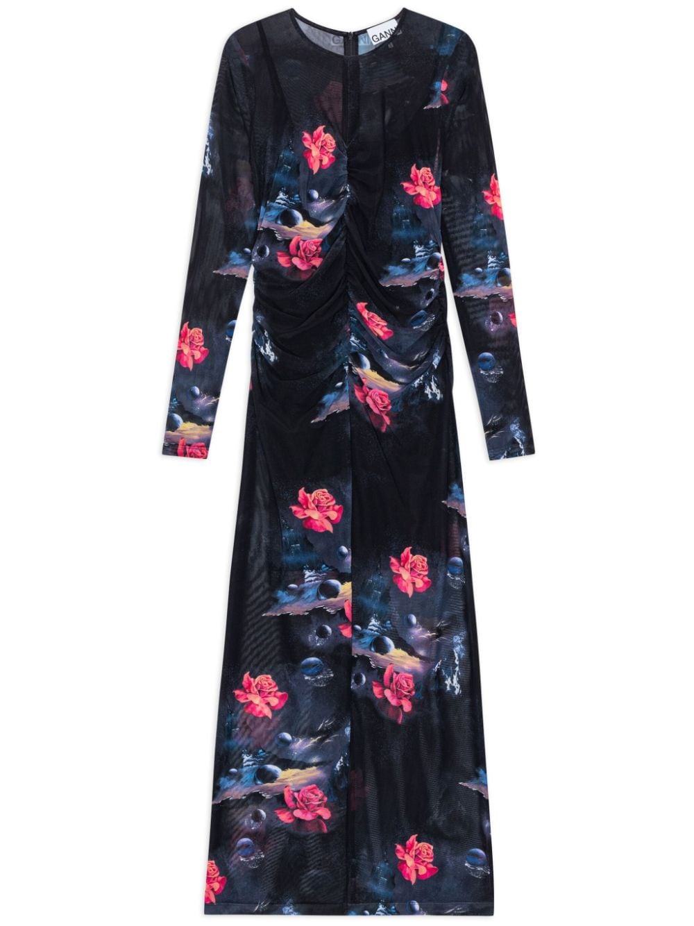 GANNI Maxikleid mit Blumen-Print - Schwarz von GANNI