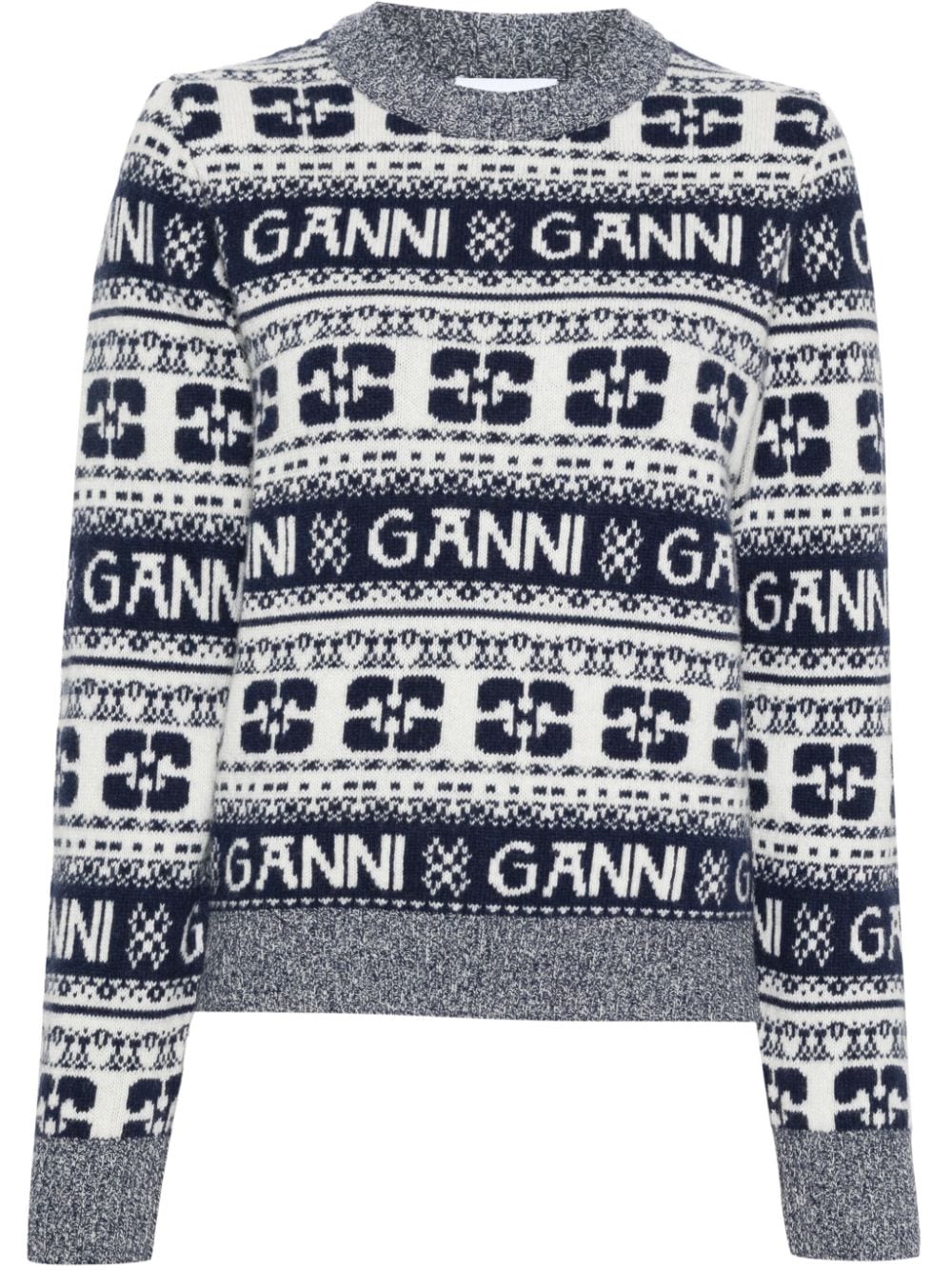 GANNI Pullover mit Intarsien-Logo - Blau von GANNI