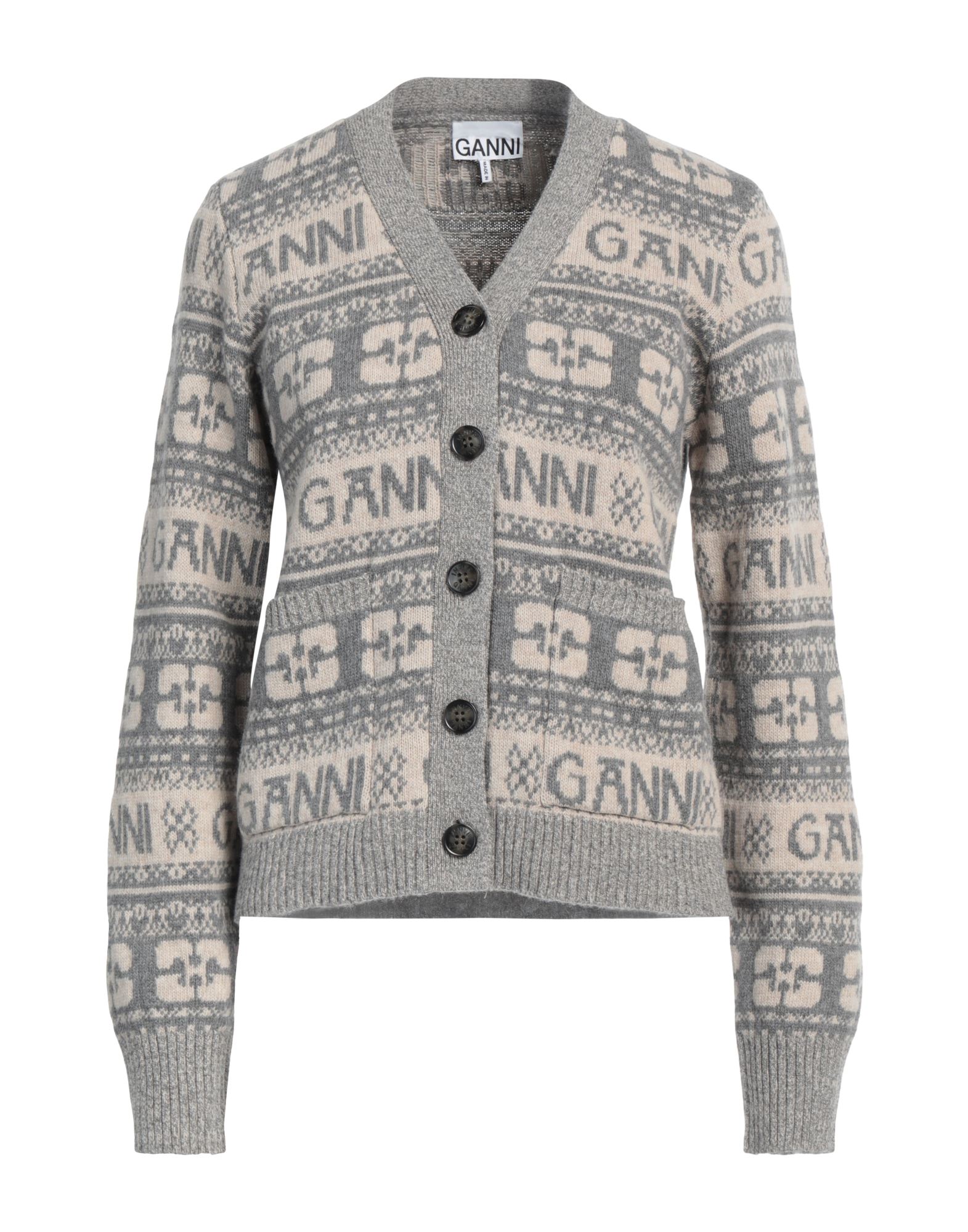 GANNI Strickjacke Damen Hellgrau von GANNI