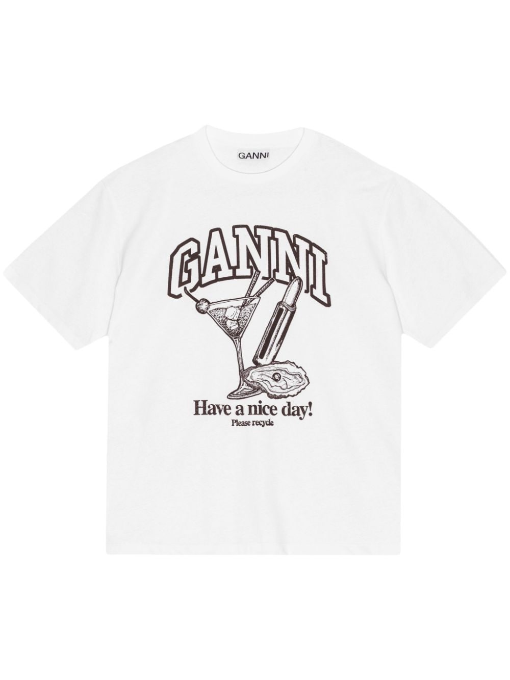 GANNI T-Shirt mit Cocktail-Print - Weiß von GANNI