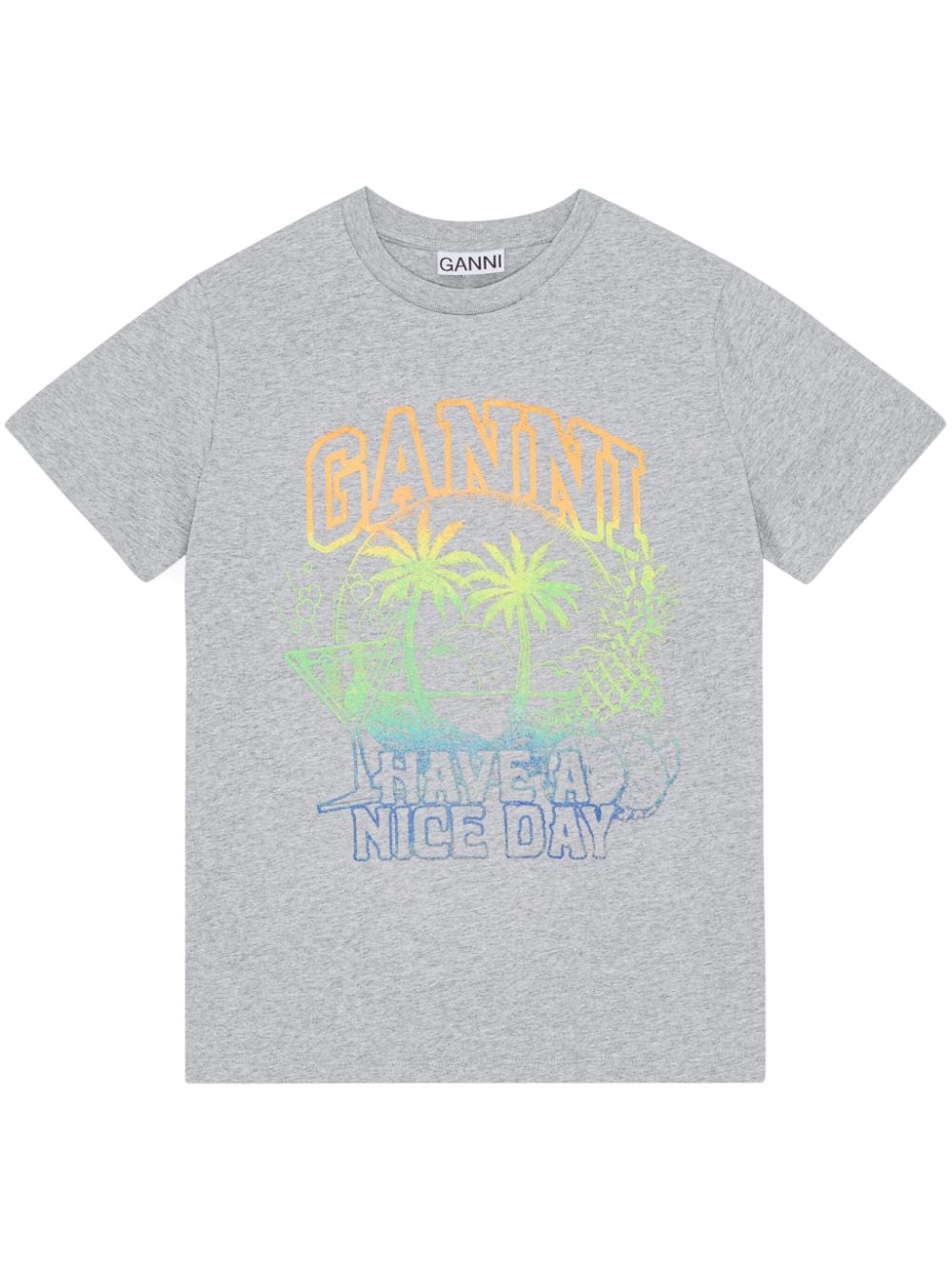 GANNI T-Shirt mit Logo-Print - Grau von GANNI