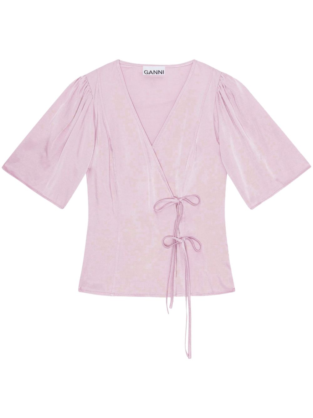 GANNI Wickelbluse mit V-Ausschnitt - Rosa von GANNI