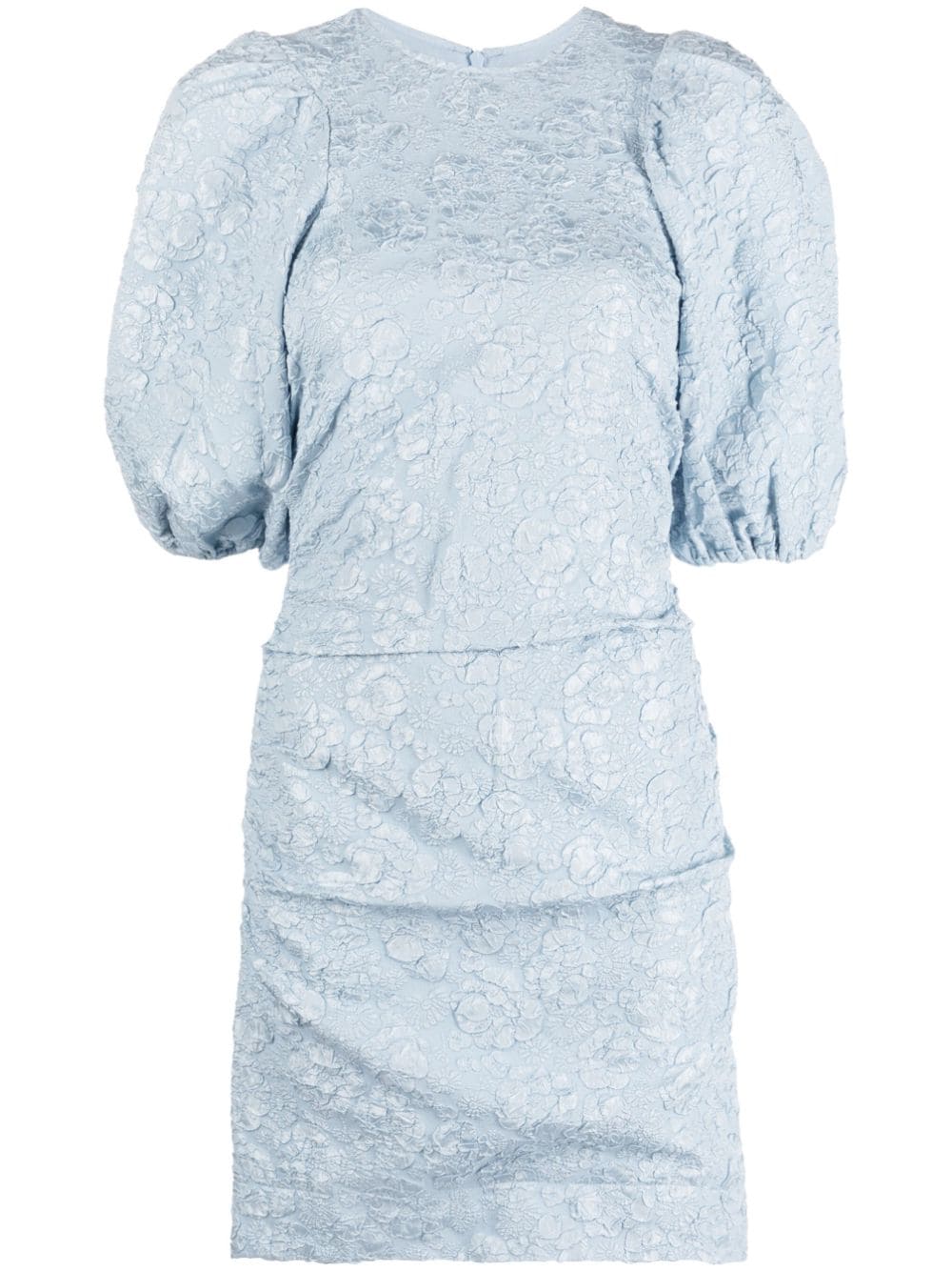 GANNI Jacquard-Kleid mit Puffärmeln - Blau von GANNI