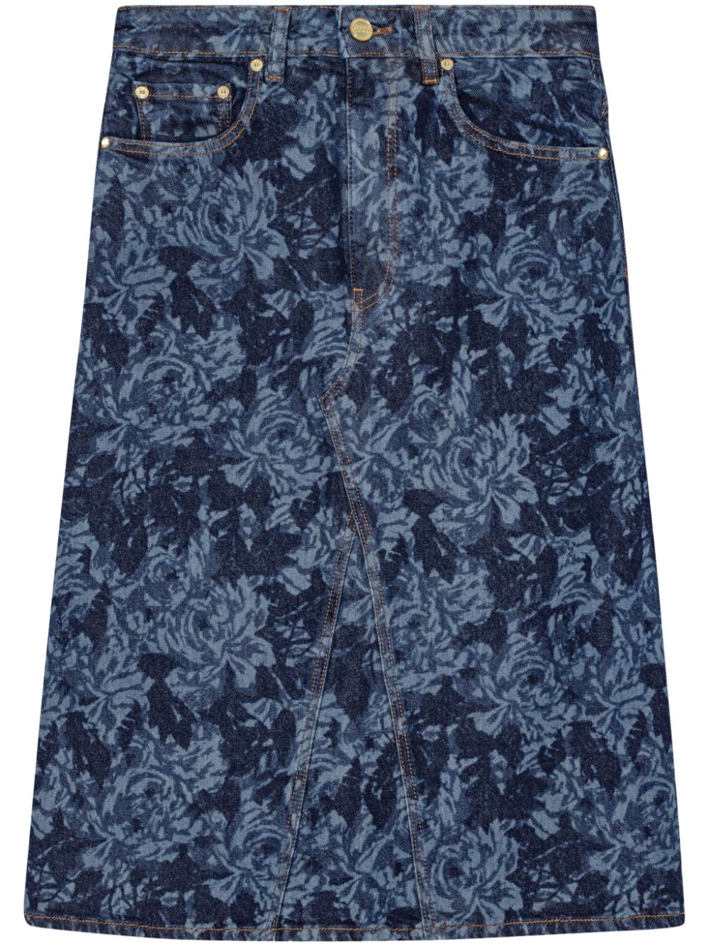 GANNI Jeansrock mit Blumen-Print - Blau von GANNI