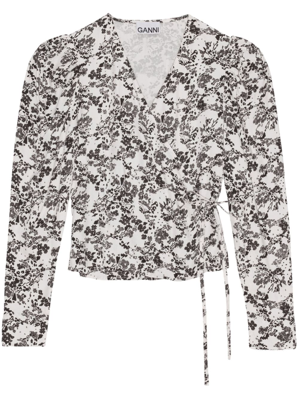 GANNI Wickelbluse mit Blumen-Print - Weiß von GANNI