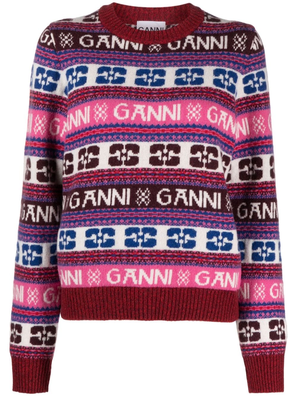 GANNI Klassischer Intarsien-Pullover - Violett von GANNI