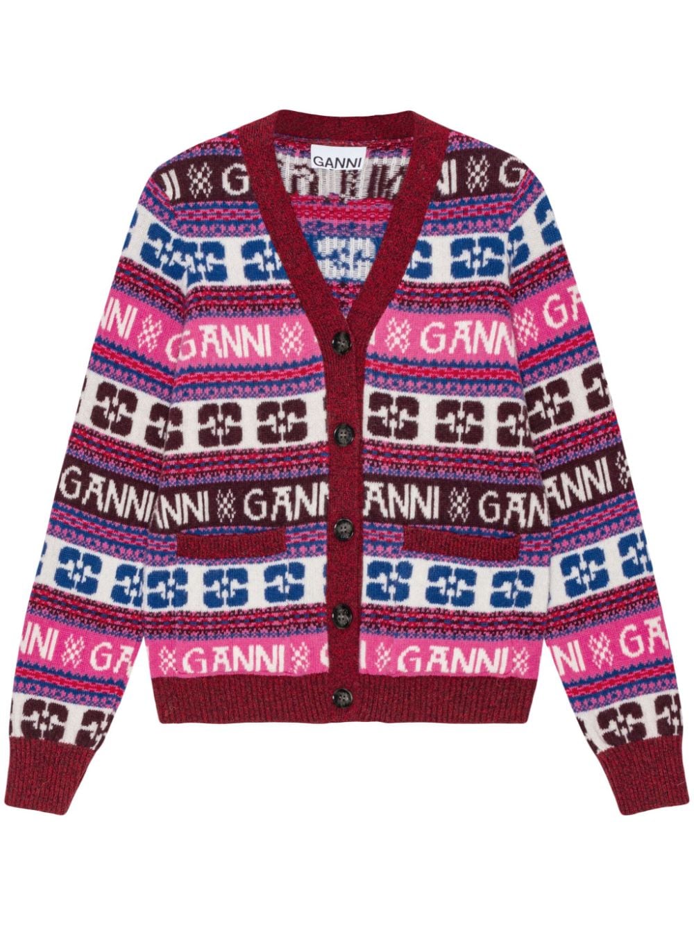 GANNI Cardigan mit Intarsien-Logo - Rot von GANNI