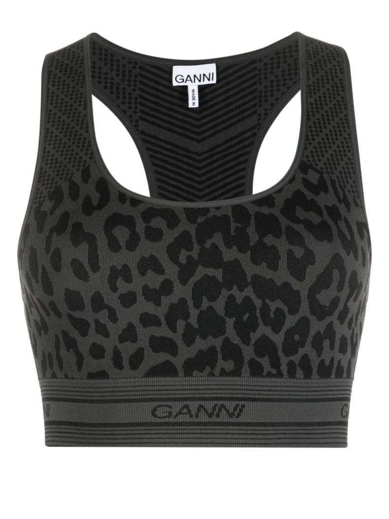 GANNI Bralet mit Leoparden-Print - Schwarz von GANNI