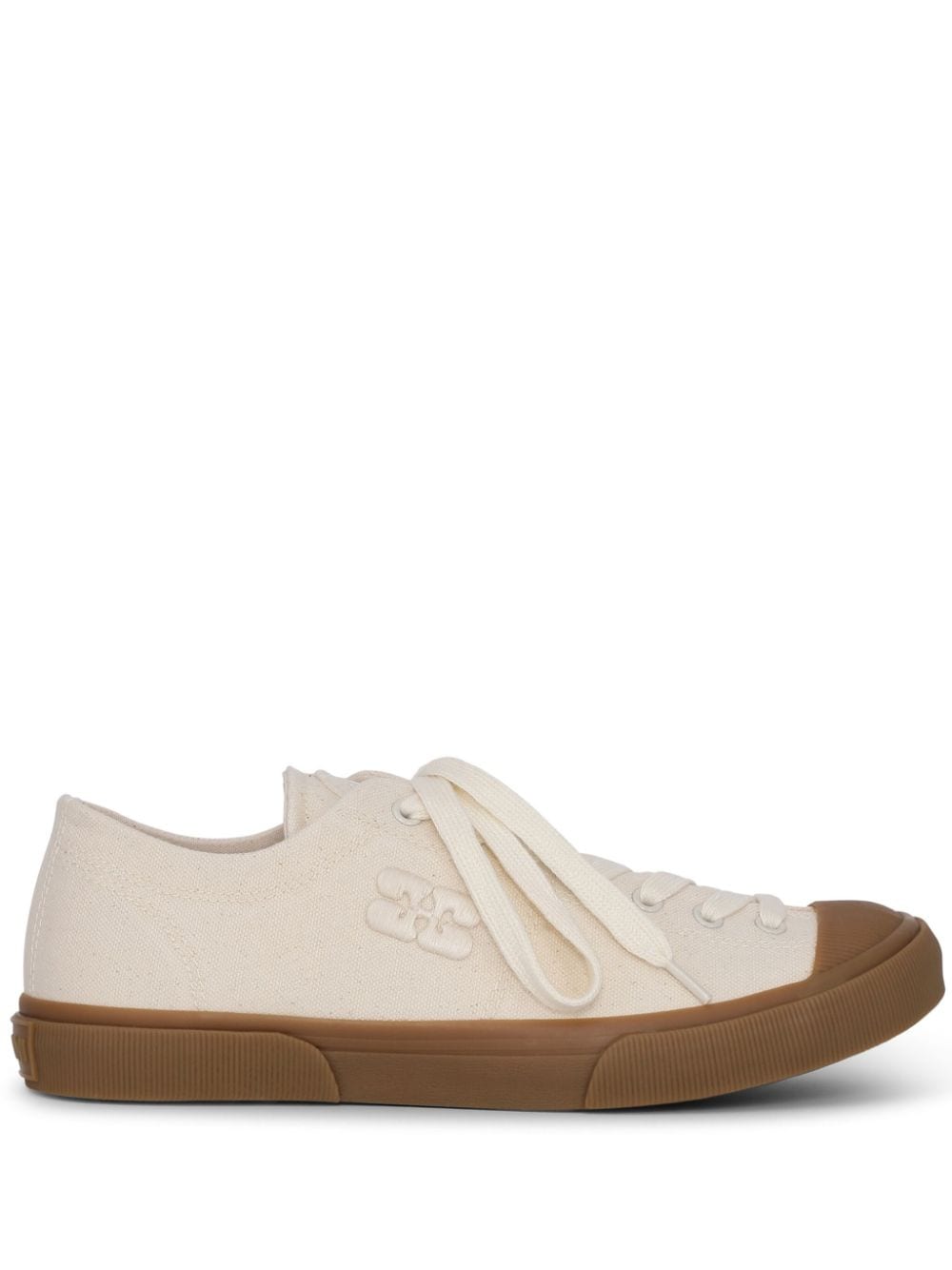 GANNI Bio-Baumwoll-Sneakers mit Logo-Stickerei - Nude von GANNI