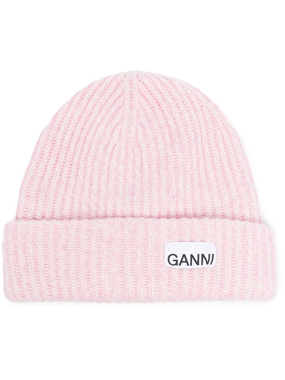 GANNI Gerippte Beanie mit Logo-Patch - Rosa von GANNI