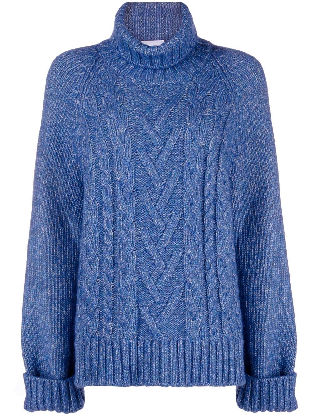 GANNI Oversized-Pullover mit Zopfmuster - Blau von GANNI