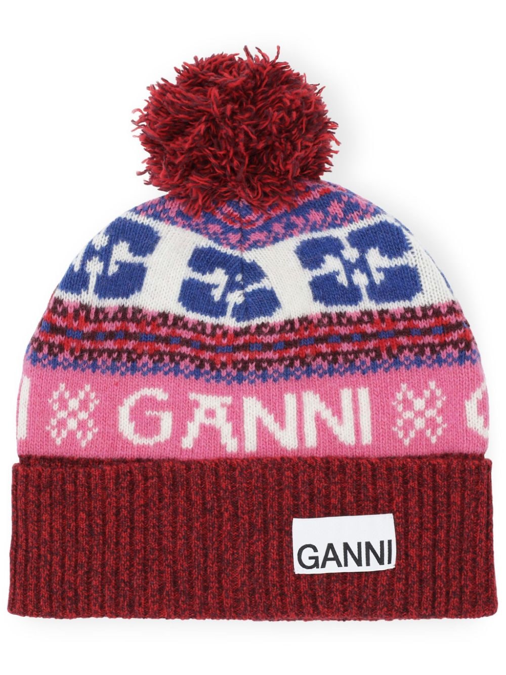 GANNI Beanie mit Intarsien-Strickmuster - Rot von GANNI