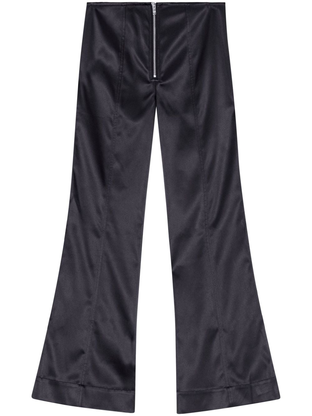 GANNI Ausgestellte Hose mit Satin-Finish - Schwarz von GANNI