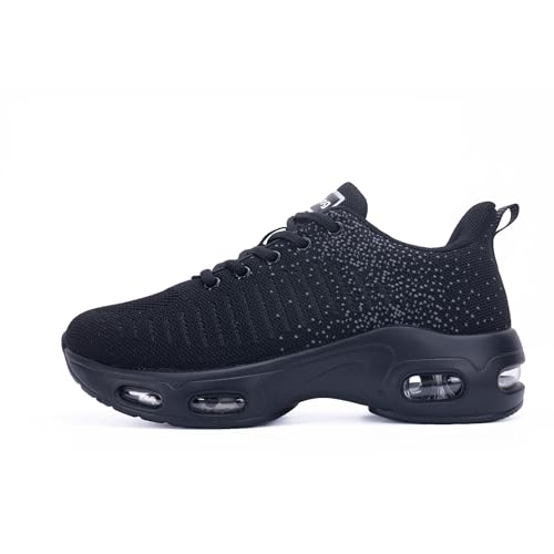 GANNOU Laufschuhe Damen Sportschuhe Turnschuhe Running Sneaker Leicht Joggingschuhe Walkingschuhe mit Dämpfung Schwarz Größe 41 von GANNOU