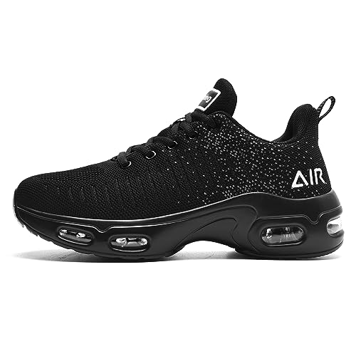GANNOU Laufschuhe Damen Air Sportschuhe Turnschuhe Running Sneaker Leicht Joggingschuhe Walkingschuhe mit Dämpfung Schwarz Größe 42.5 von GANNOU