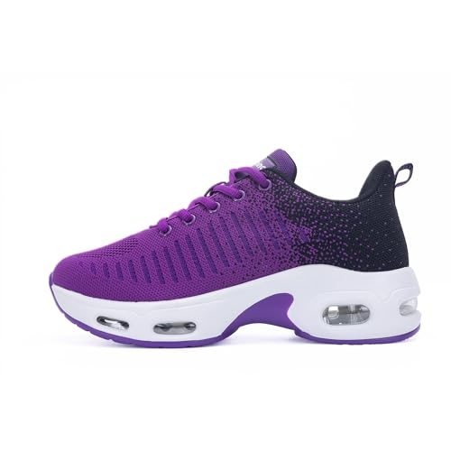 GANNOU Laufschuhe Damen Sportschuhe Turnschuhe Running Sneaker Leicht Joggingschuhe Walkingschuhe mit Dämpfung Violett Größe 38 von GANNOU