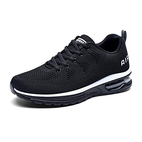 GANNOU Air Laufschuhe Herren Sneaker Running Schuhe Sportschuhe Turnschuhe mit Dämpfung für Jogging Gym Walking Schwarz Größe 46 von GANNOU