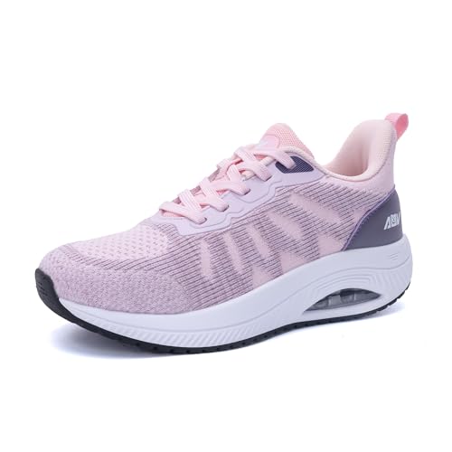 GANNOU Walkingschuhe Damen Arch Support Shoes Laufschuhe Sneakers Sportschuhe Turnschuhe Rosa Lila Größe 41 EU von GANNOU