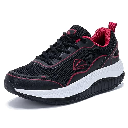 GANNOU Orthopädische Schuhe Damen Arch Support Sneakers Plantarfasziitis Schuhe Walkingschuhe Gesundheitsschuhe mit Abrollsohle Schwarze Rose Größe 40 EU von GANNOU