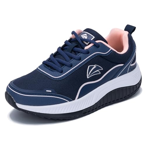 GANNOU Orthopädische Schuhe Damen Arch Support Sneakers Plantarfasziitis Schuhe Walkingschuhe Gesundheitsschuhe mit Abrollsohle Blau Rosa Größe 41 EU von GANNOU
