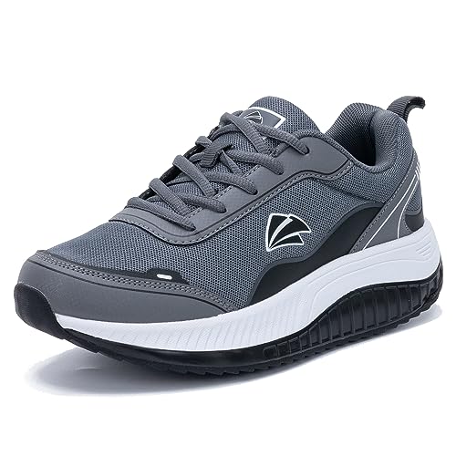 GANNOU Orthopädische Schuhe Damen Arch Support Sneakers Plantarfasziitis Schuhe Walkingschuhe Gesundheitsschuhe mit Abrollsohle Schwarz Grau Größe 42.5 EU von GANNOU