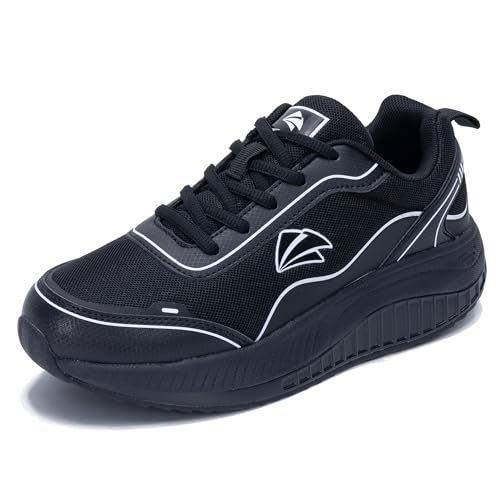 GANNOU Orthopädische Schuhe Damen Arch Support Sneakers Plantarfasziitis Schuhe Walkingschuhe Gesundheitsschuhe mit Abrollsohle Schwarz Größe 42 EU von GANNOU