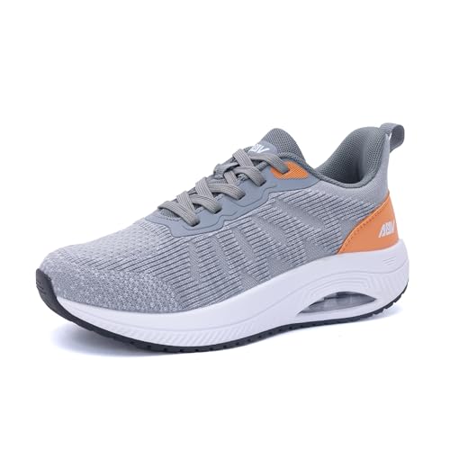 GANNOU Walkingschuhe Damen Orthopädische Arch Support Laufschuhe Sneakers für Plantarfasziitis Grauoranges 40 EU von GANNOU