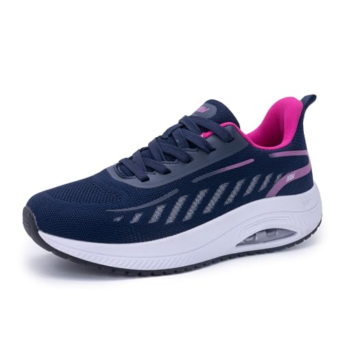 GANNOU Walkingschuhe Damen Orthopädische Arch Support Laufschuhe Sneakers für Plantarfasziitis Rose Blau Größe 42 EU von GANNOU