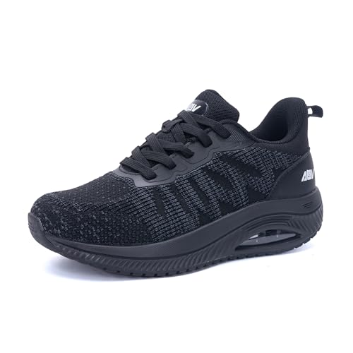 GANNOU Walkingschuhe Damen Orthopädische Arch Support Laufschuhe Sneakers für Plantarfasziitis Schwarz Größe 37 EU von GANNOU