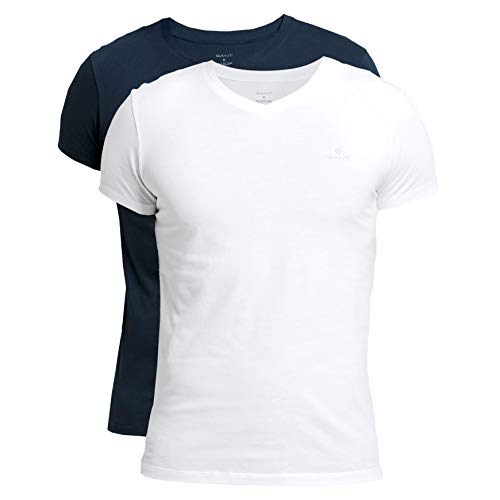 2-Pack V-Neck T-Shirts - S - Navy/White von GANT