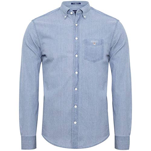 GANT 3040520-980 Regular Indigo Button Down Denim Shirt Light Blue Hemd Denim Leicht Herren, Blau XL von GANT